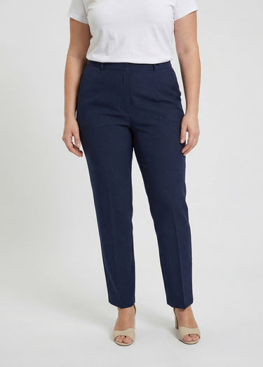Pantalon droit uni taille semi élastiquée Marine