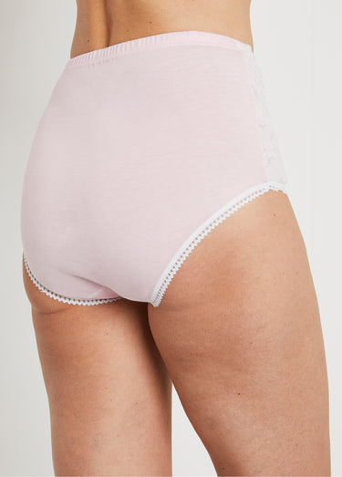 Culottes taille haute coton et dentelle - lot de 3 Rose Lot3