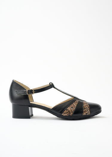 Escarpins bi-matière grande largeur Noir