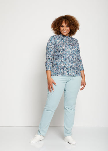 Sous-pull maille chinée extensible Bleu / Gris