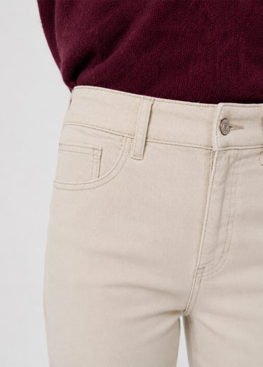 Jean stretch coupe droite taille haute Ecru
