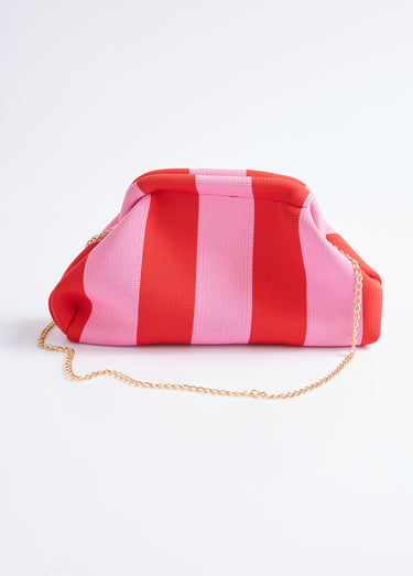 Sac à main mode en maille avec fermoir rigide Rose/Rouge