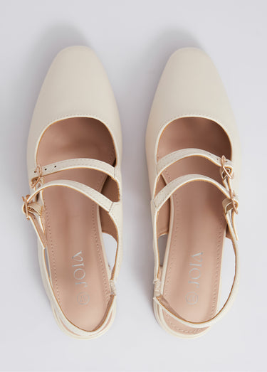 Escarpins slingback avec brides fines Beige
