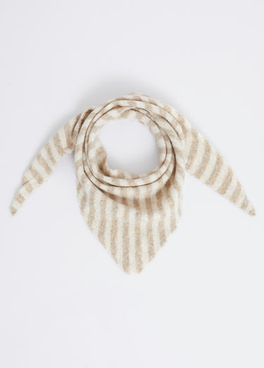 Echarpe triangle rayée, avec laine Taupe