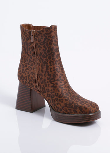 Bottines compensées suédine, talon haut Leopard