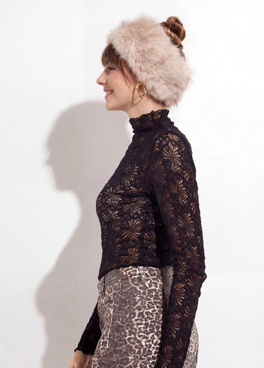 Bandeau headband chic en fourrure Ecru