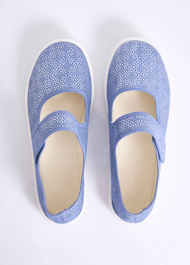 Chaussons babies à scratch largeur confort Bleu