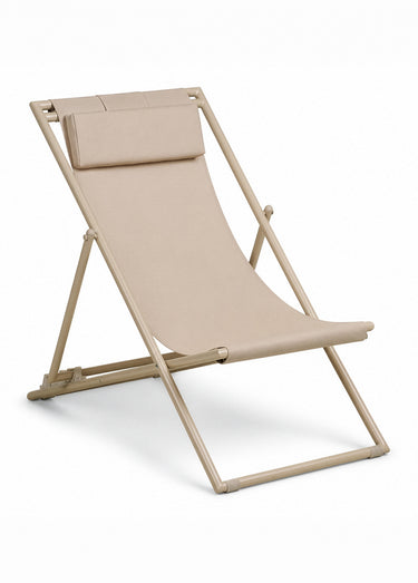Chaise transat pliante avec repose-tête Taupe