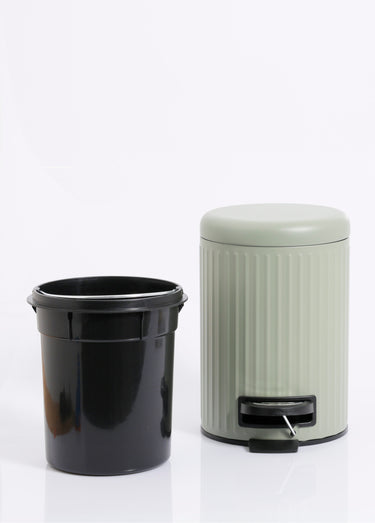 Poubelle de salle de bain 3L métal strié Sauge