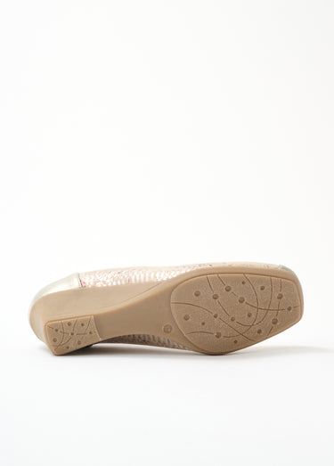 Escarpins compensés grande largeur Fantaisie Beige