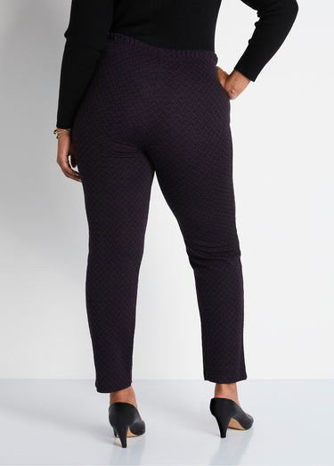Legging droit ceinture élastiquée avec laine Prune/Noir