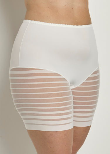 Shorty stretch taille haute tulle rayé Ivoire