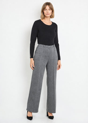 Pantalon structuré de ville maille milano unie Gris Anthracite