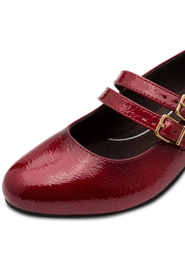 Escarpins vernis à talon façon babies Bordeaux
