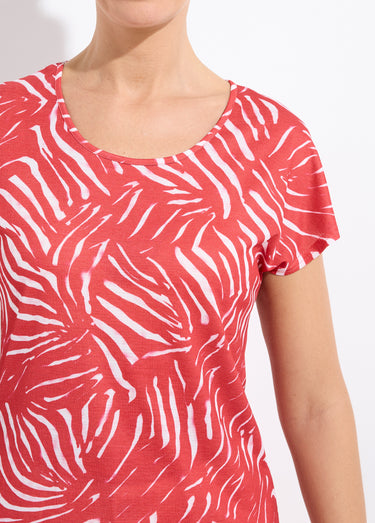 T-shirt col rond manches courtes imprimé Rouge