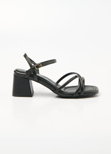 Sandales brides fines avec talon carré Noir