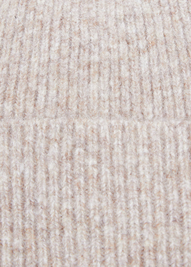 Bonnet chaud maille côtelée avec laine Beige Chine