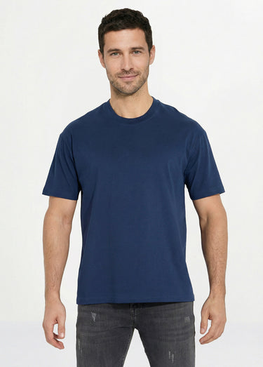 T-shirt pur coton avec col rond, Essentiel Marine