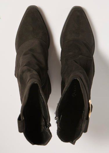 Bottes froissées à talon style cow girl Noir