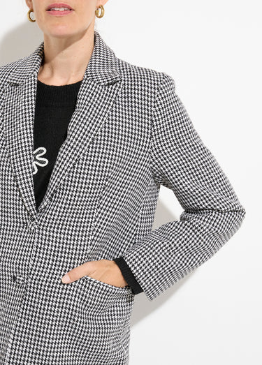 Veste jacquard pied de coq col tailleur Noir / Blanc
