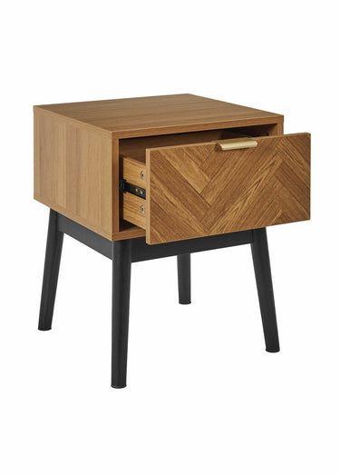 Table de chevet en bois façon chevrons Marron/Noir