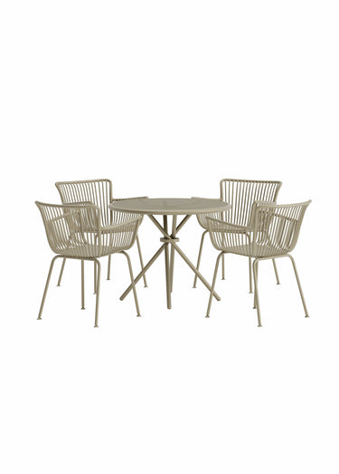 Set de jardin Table ronde + 4 Fauteuils Beige
