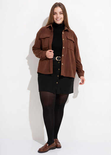 Chemise en velours grosses cotes Camel