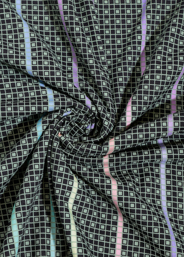 Coupon tissu habillement, mini carrés Imprime Noir/Vert
