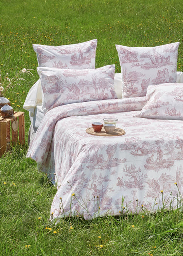 Drap housse toile de Jouy percale Blanc