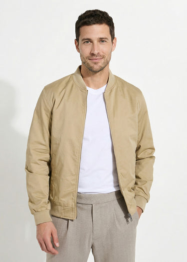 Blouson zippé forme Harrington col cotes Beige