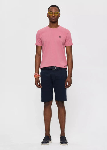 T-shirt col rond essentiel, logo poitrine Rose