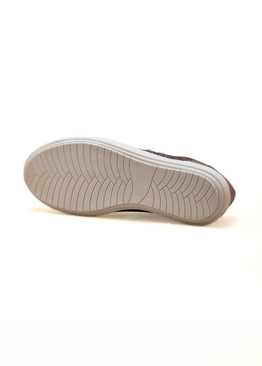 Baskets cuir zippées grande largeur Imprime Beige