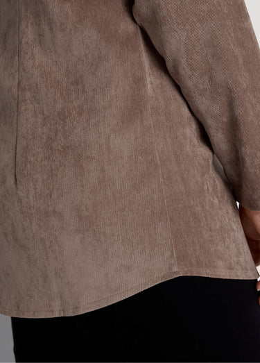 Veste surchemise velours milleraies col tailleur Taupe