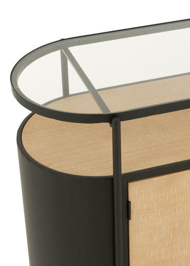 Buffet ovale chic métal, bois et verre Naturel