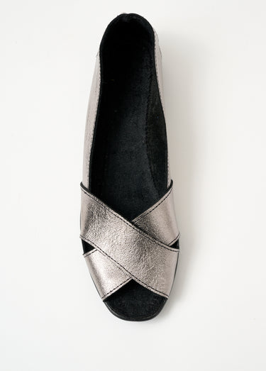 Sandales bout ouvert cuir Argente