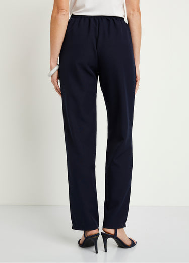 Pantalon ceinture élastiquée ajouré Marine