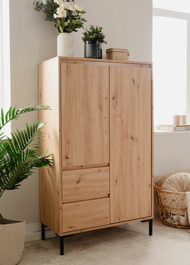 PLOCK Armoire décor chêne, 2 portes Bois Clair