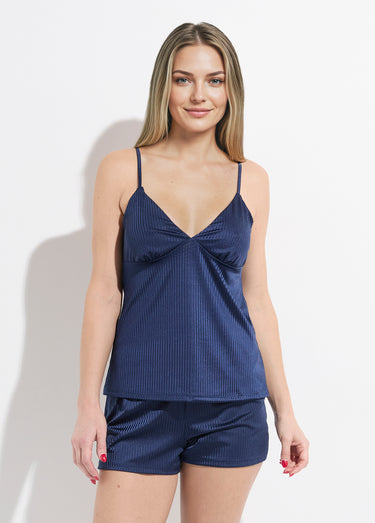 Pyjama court avec débardeur et short Marine