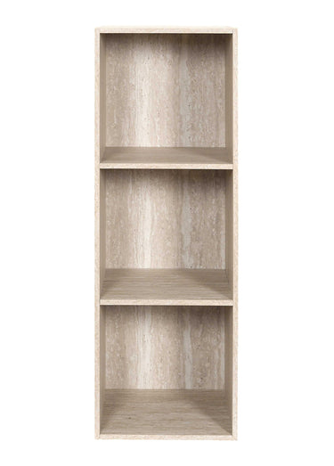 Meuble 3 cases effet travertin PIETRA Blanc/Beige