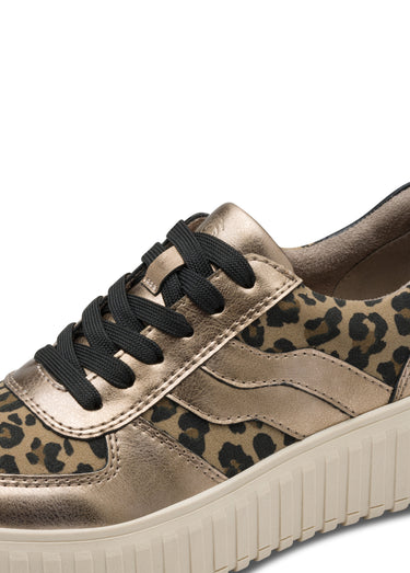 Baskets compensées bimatières à lacets Leopard