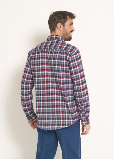 Chemise flanelle extensible à carreaux Carreaux Bordeaux