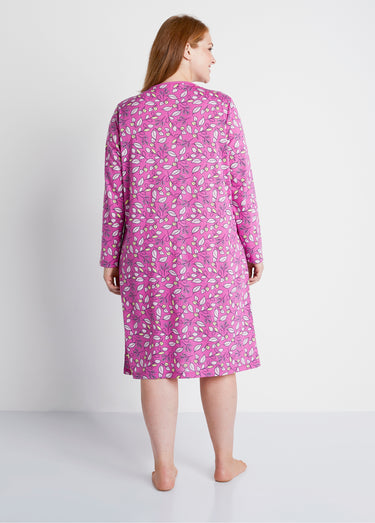 Chemise de nuit imprimé végétal Rose