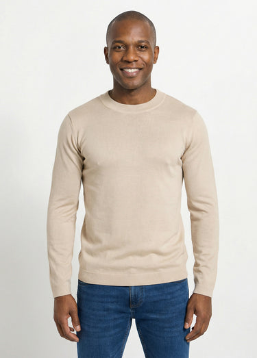Pull en fine maille avec col montant Beige