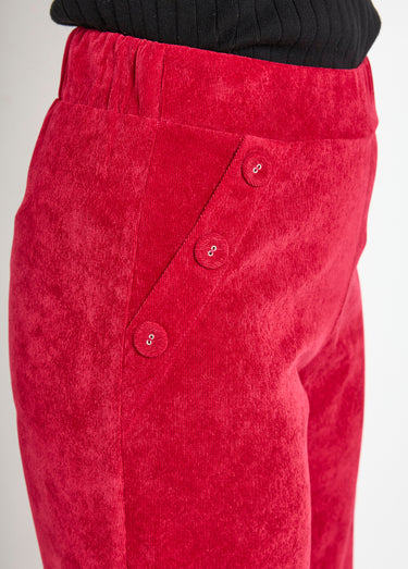 Pantalon large velours milleraies Rouge