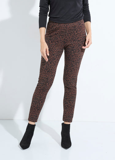 Legging imprimé léopard taille élastiquée Marron/Noir