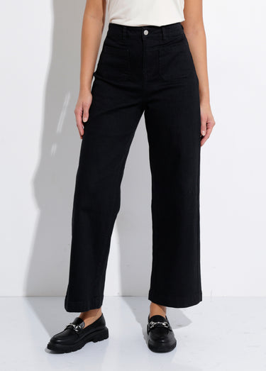 Jean 7/8ème large denim extensible 4 poches Noir