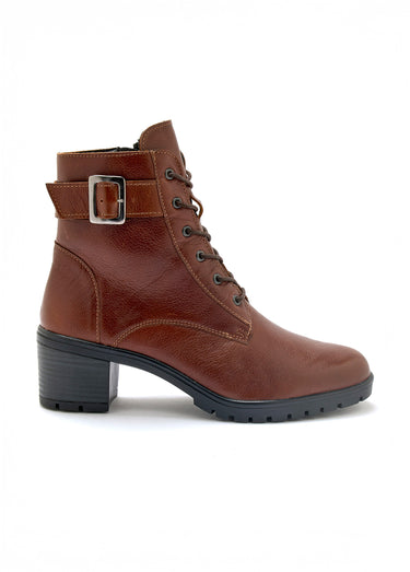 Boots lacées à talon semelle crantée Marron