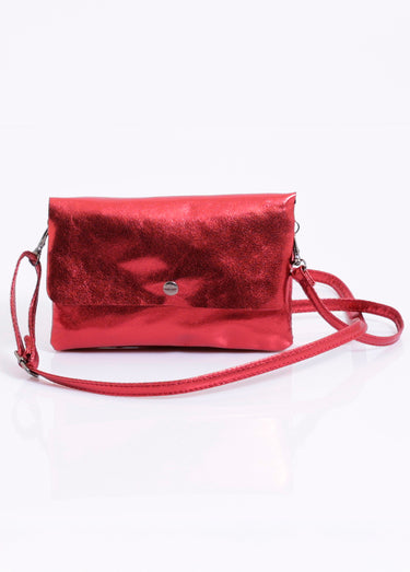 Sac pochette métallisé chic avec rabat Bordeaux