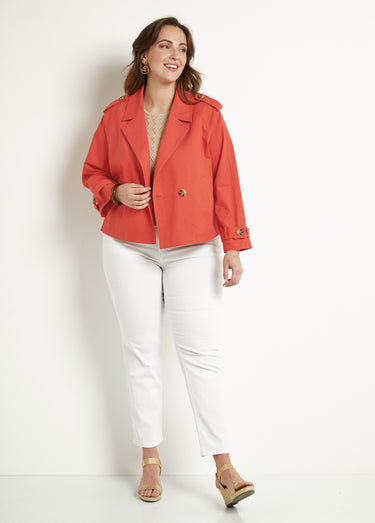 Trench court double boutonnage coton doublé Terracotta