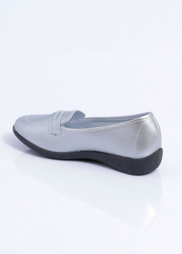Mocassins compensés souples cuir irrisé Argent